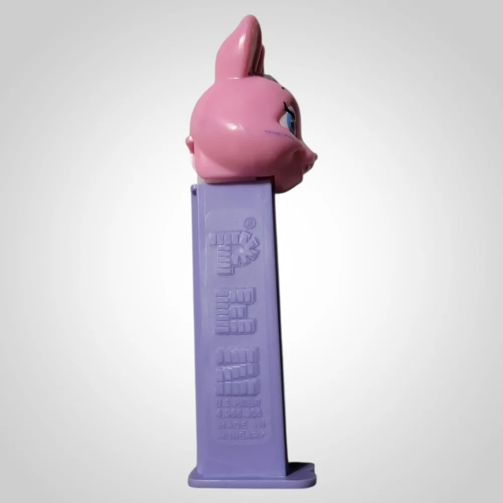 1 Vtg 98 PEZ Easter Bunny Rabbit Pink White Footed Candy Dispenser